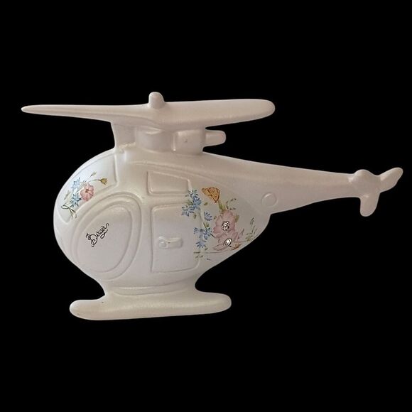 Berger Italian Helicopter Figure Ceramic Iridescent Floral Pottery Hand Painted - Picture 12 of 16